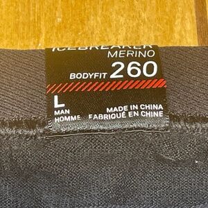 Icebreaker Oasis 260 Base Layer Leggings With Fly Large Black Merino Wool